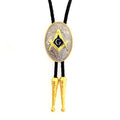 Gold and Silver Masonic Bolo Tie Freemason Square and Compass Western Necklace