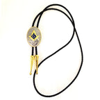 Gold and Silver Masonic Bolo Tie Freemason Square and Compass Western Necklace