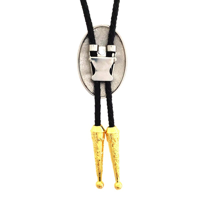 Gold and Silver Masonic Bolo Tie Freemason Square and Compass Western Necklace