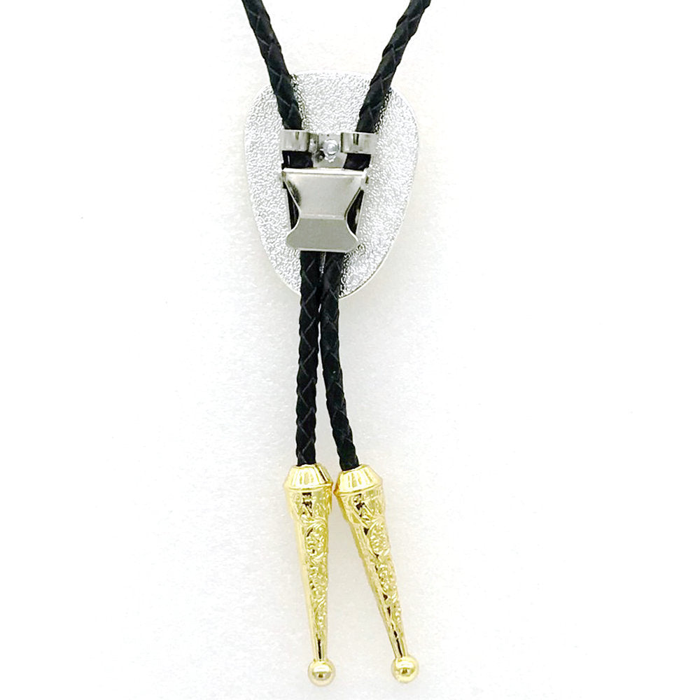 Gold and Silver Bolo Tie Western Patriotic Cowboy Necklace