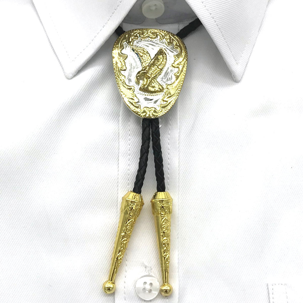 Gold and Silver Bolo Tie Western Patriotic Cowboy Necklace