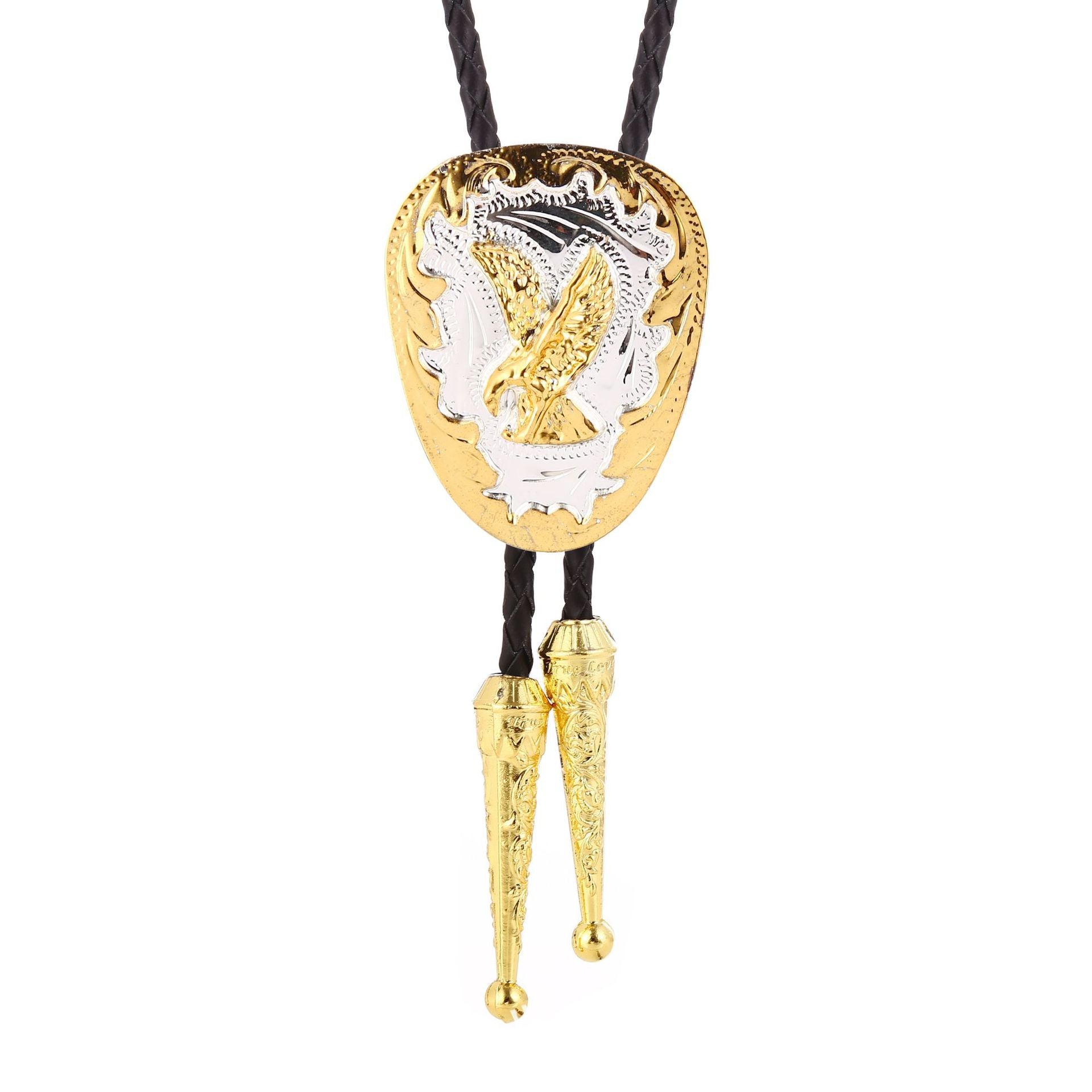 Gold and Silver Bolo Tie Western Patriotic Cowboy Necklace