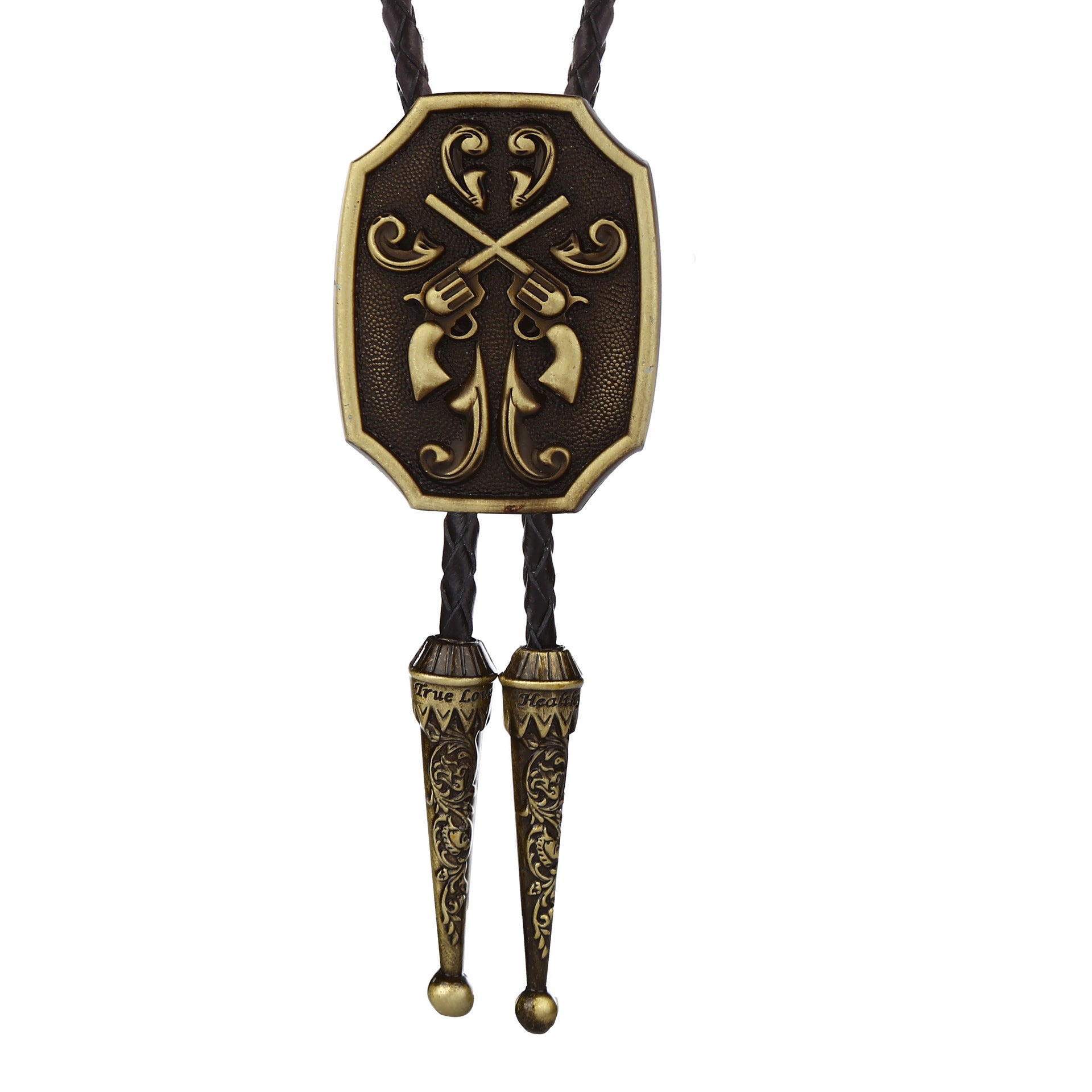 Ornate Pistol Bolo Tie Western Cowboy Formal Necklace