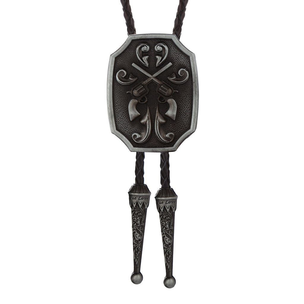Ornate Pistol Bolo Tie Western Cowboy Formal Necklace
