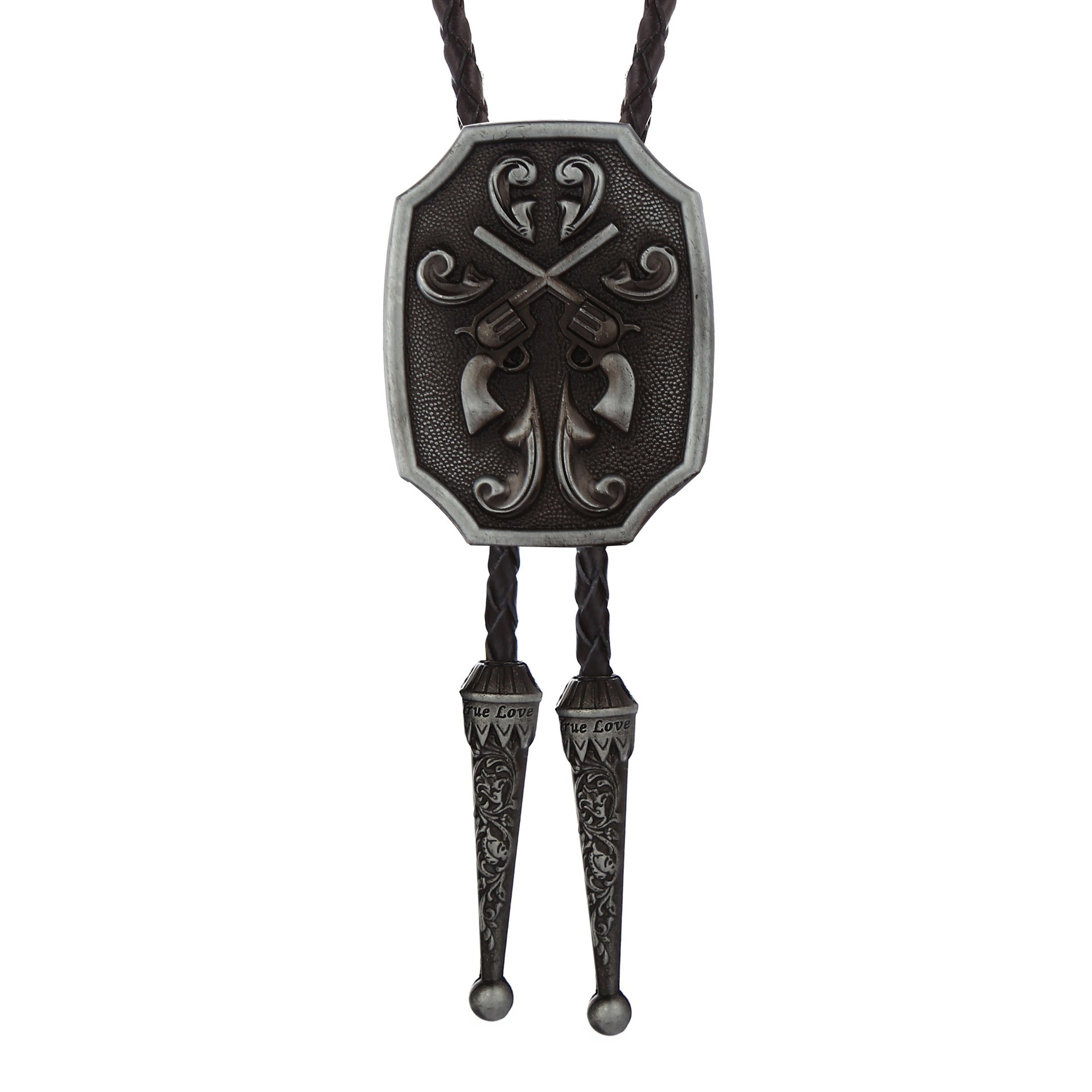 Ornate Pistol Bolo Tie Western Cowboy Formal Necklace