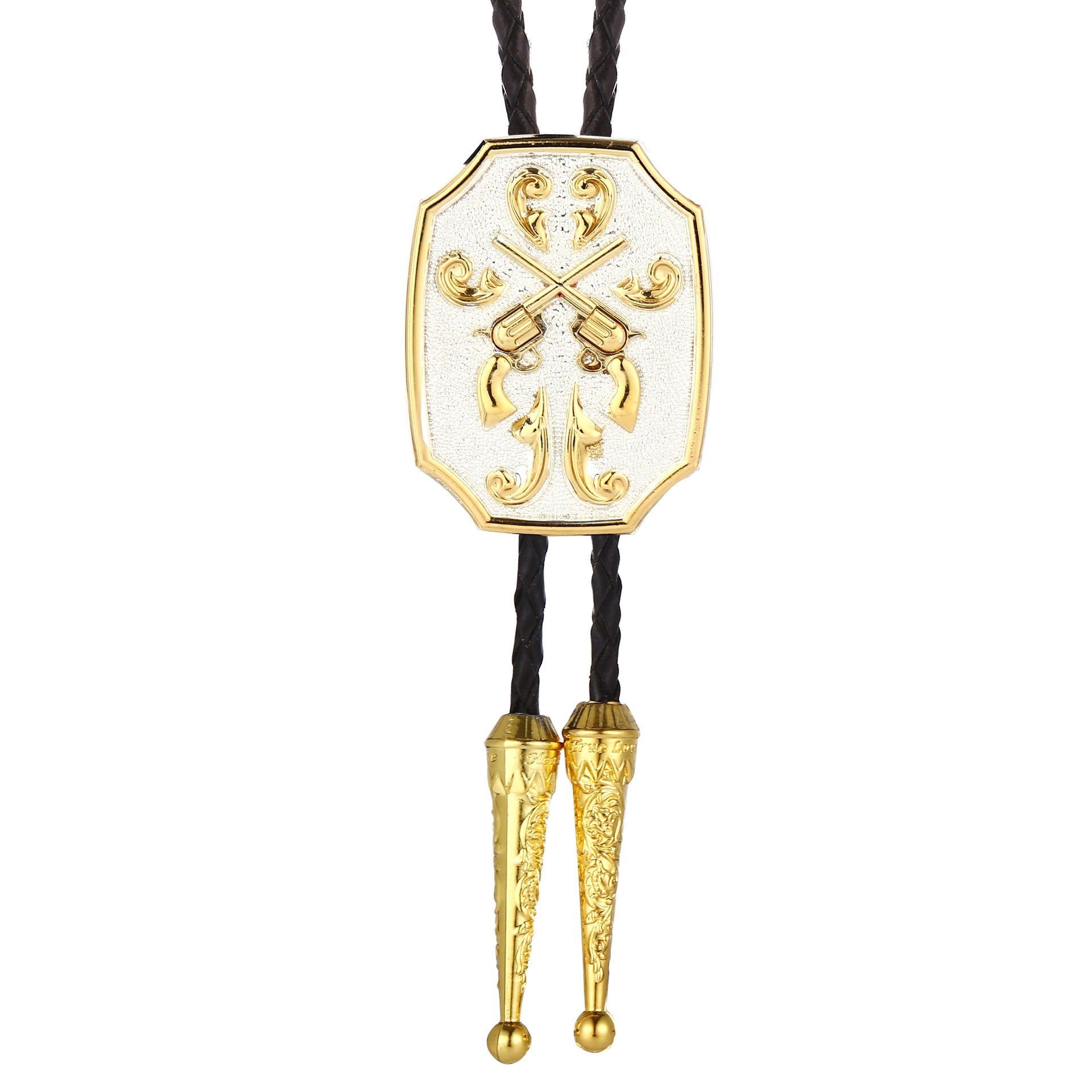 Ornate Pistol Bolo Tie Western Cowboy Formal Necklace