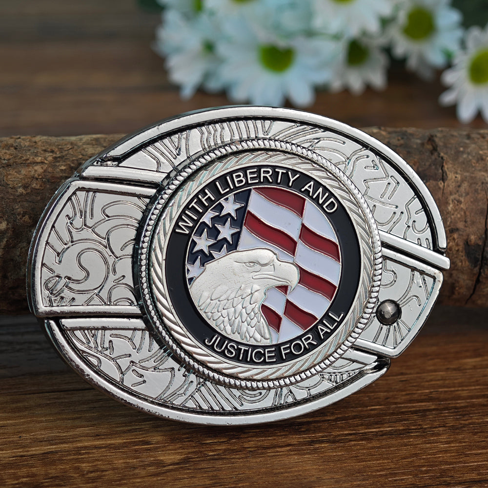 American Pride Belt Buckle Patriotic Western White Cowboy Buckle