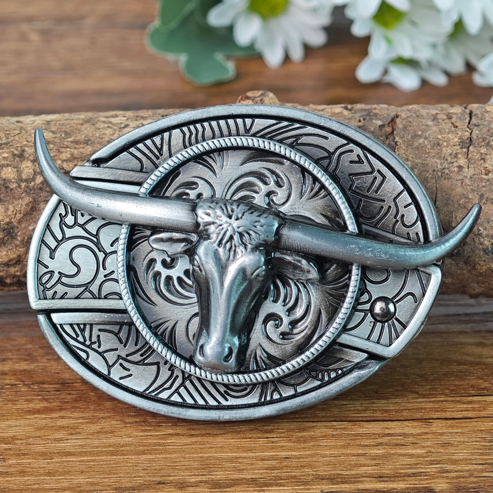 Antique Silver Western Cowboy Belt Buckle