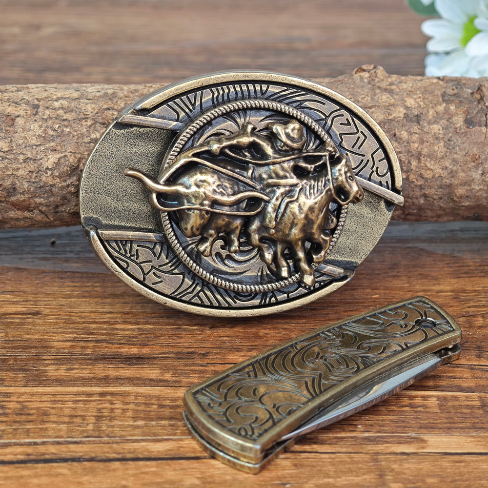 Antique Brass Rodeo Cowboy Western Belt Buckle