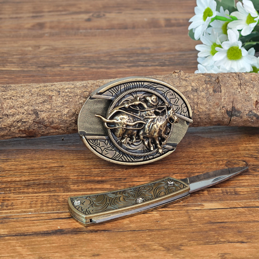 Antique Brass Rodeo Cowboy Western Belt Buckle