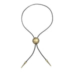 Vintage Brass Compass Star Bolo Tie Western Braided Leather Necklace