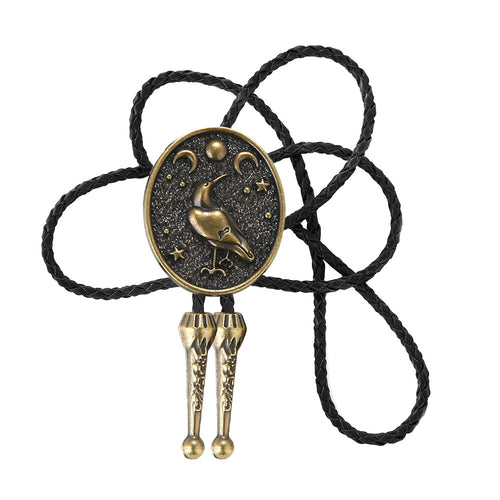 Celestial Bird Bolo Tie Western Boho Moon and Stars Necklace