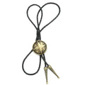 Vintage Brass Compass Star Bolo Tie Western Braided Leather Necklace