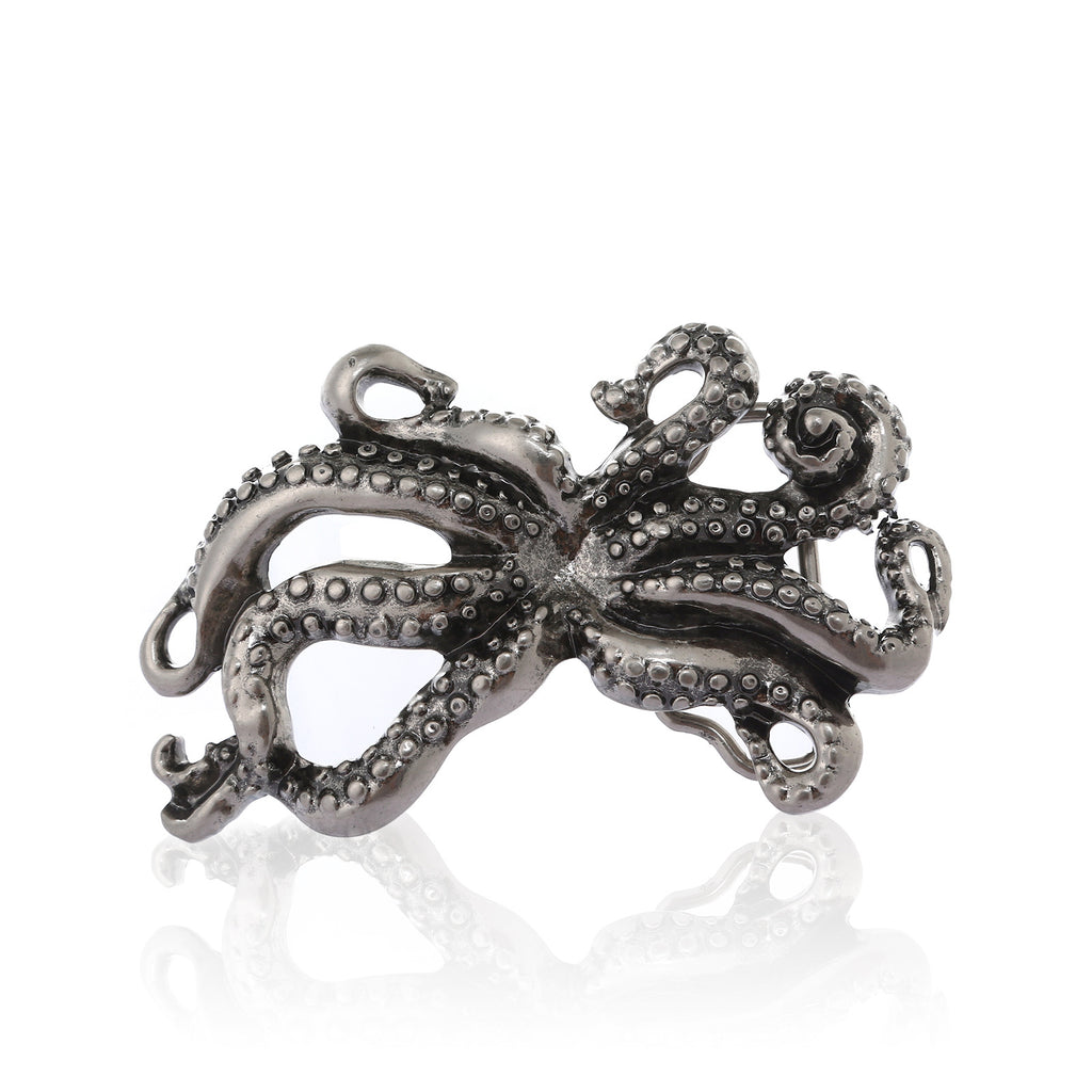 Antique Silver Octopus Belt Buckle for Men and Women
