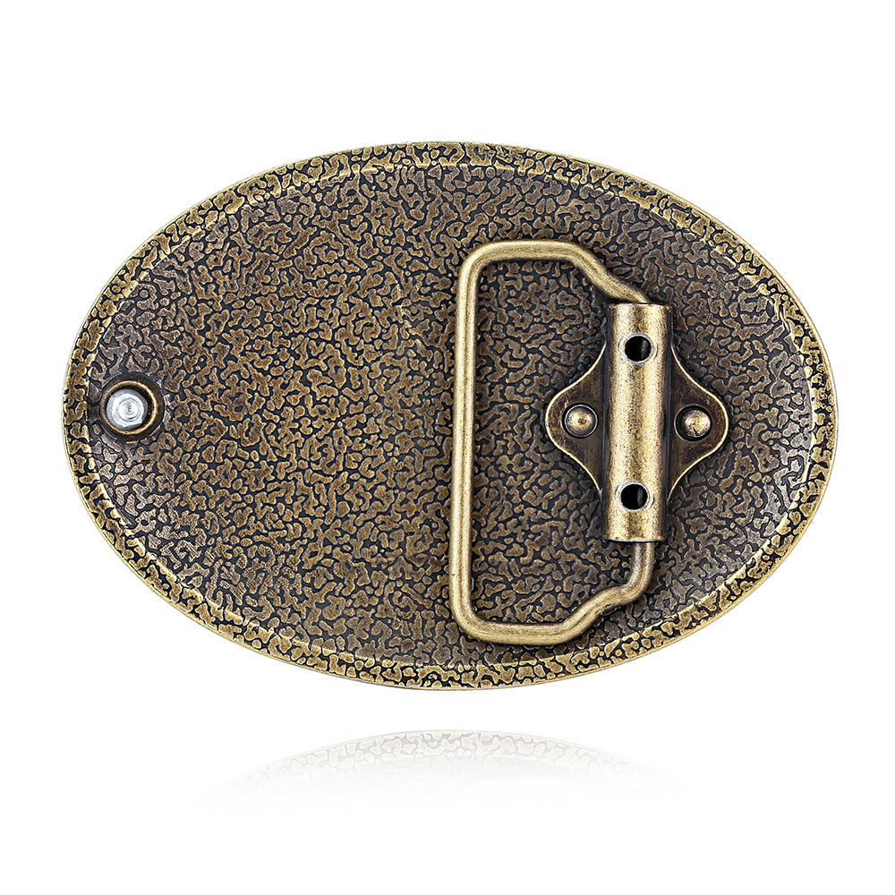 Indian Larry Oval Belt Buckle Winged Cross Biker