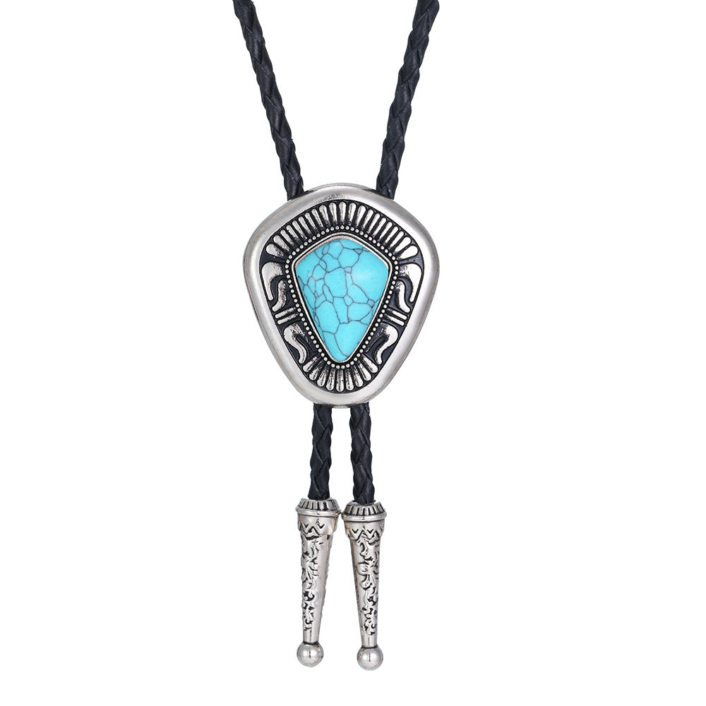 Stone Bolo Tie Native American Style Western Necklace
