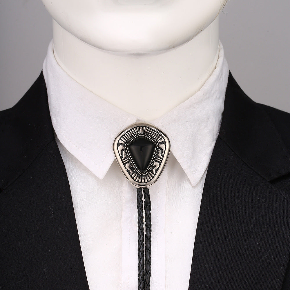 Stone Bolo Tie Native American Style Western Necklace