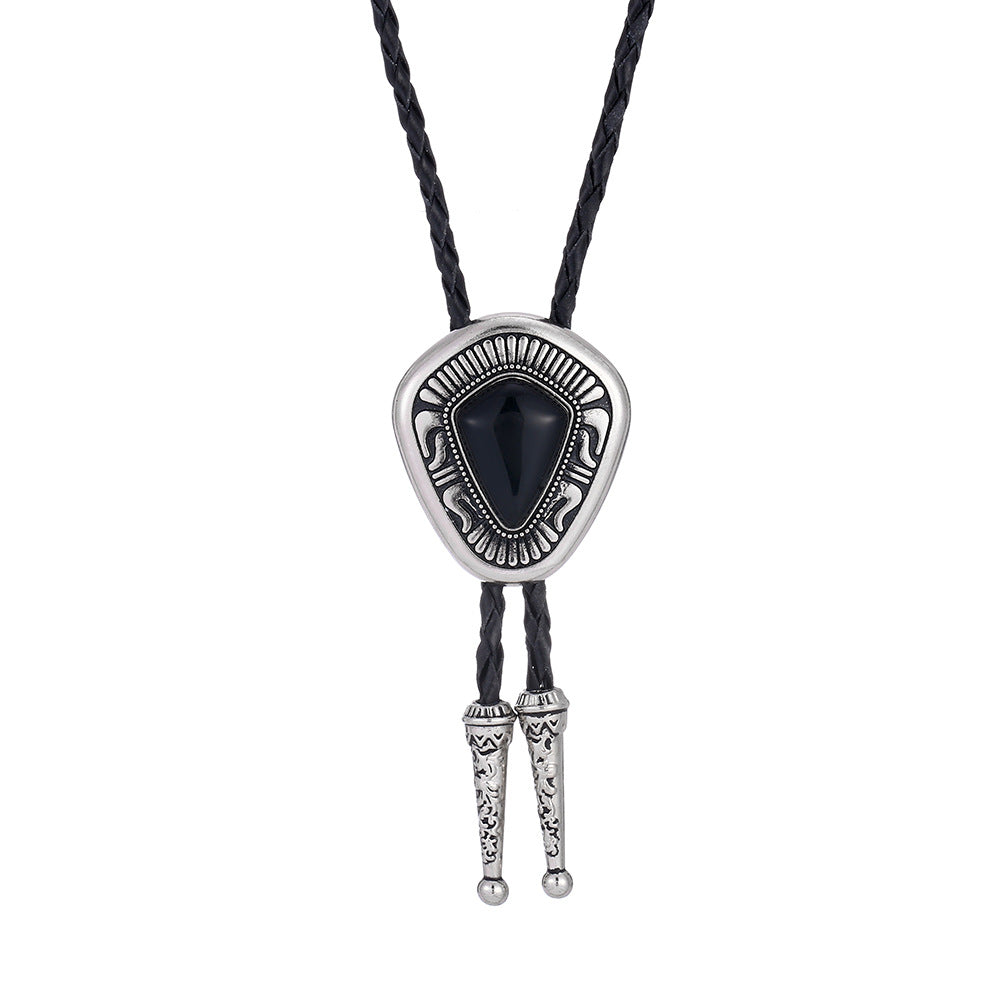 Stone Bolo Tie Native American Style Western Necklace