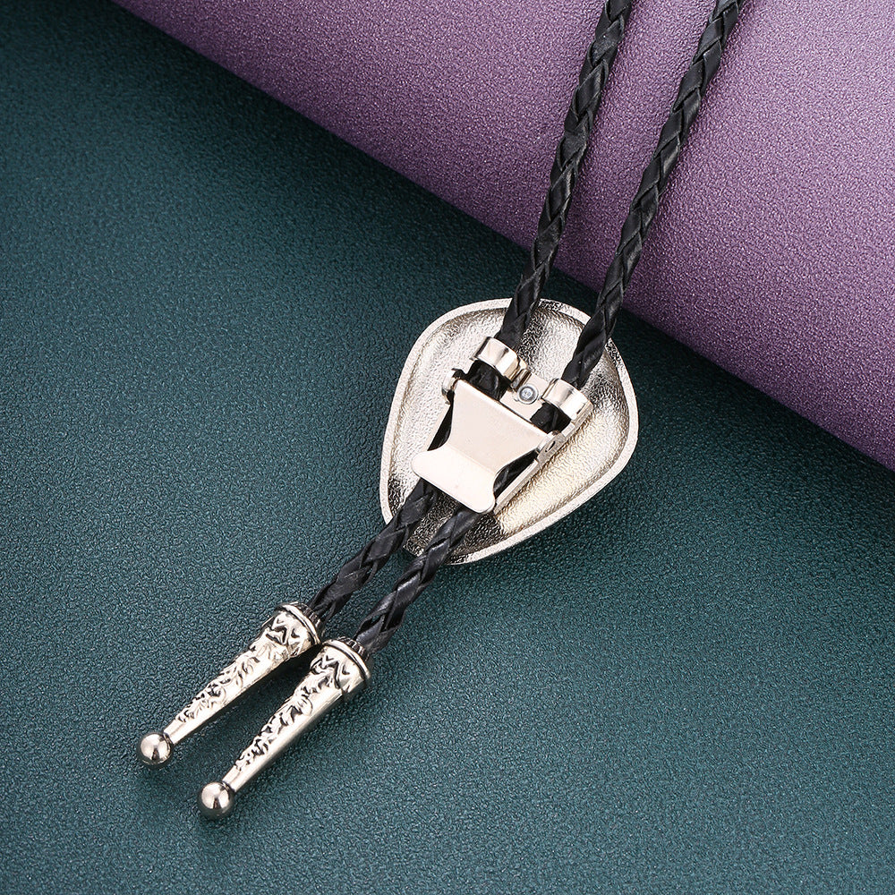 Stone Bolo Tie Native American Style Western Necklace