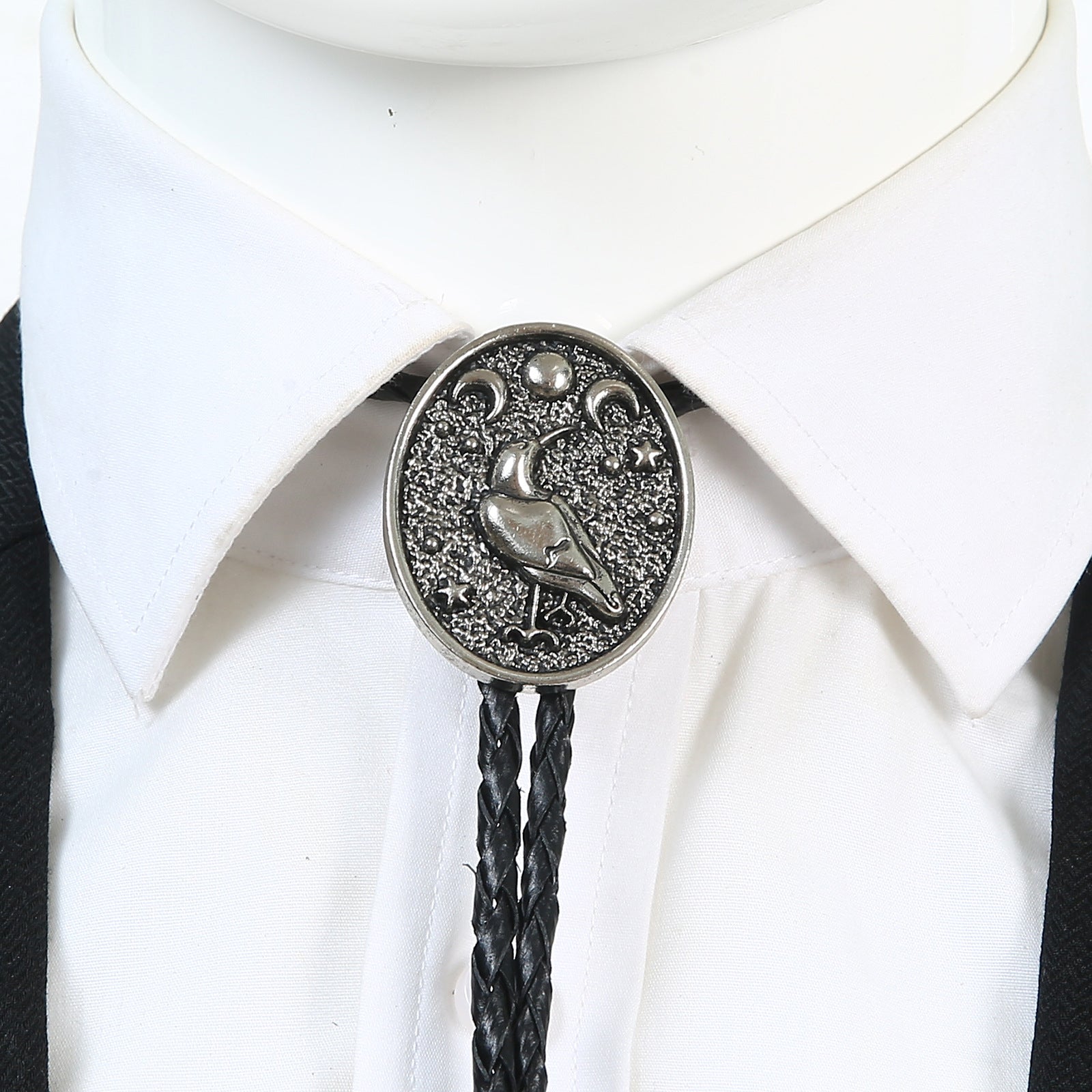 Celestial Bird Bolo Tie Western Boho Moon and Stars Necklace