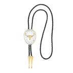 Silver and Gold Longhorn Bull Bolo Tie Western Cowboy Statement Necklace