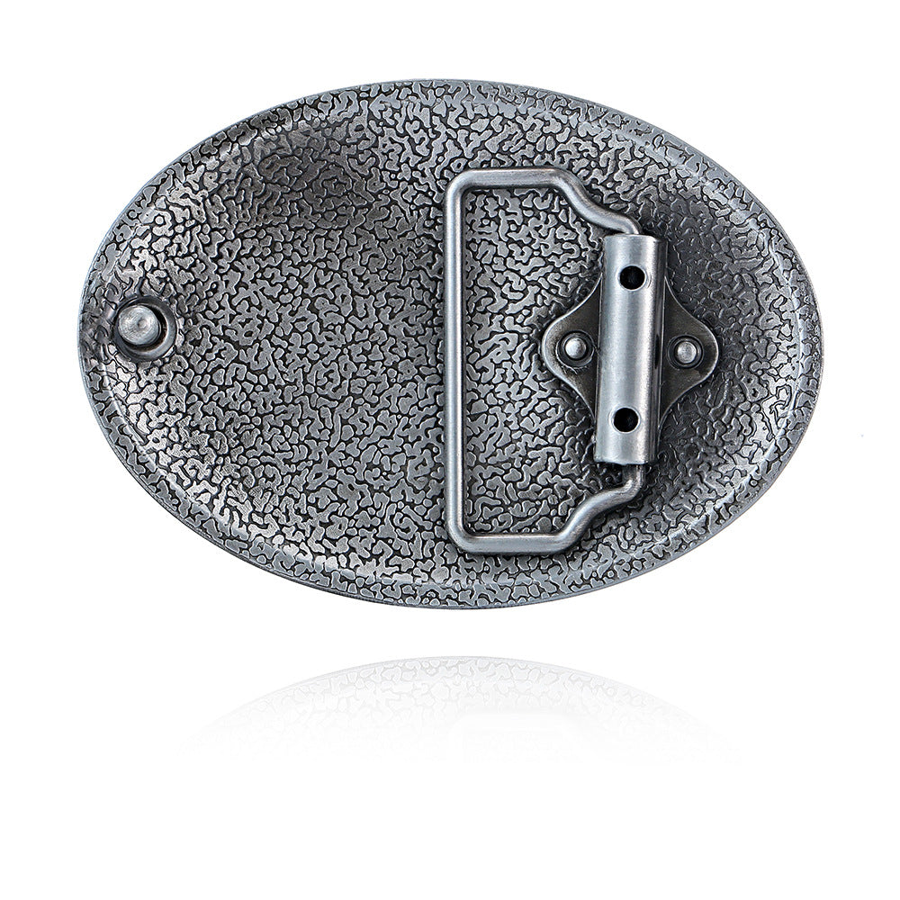 Indian Larry Oval Belt Buckle Winged Cross Biker