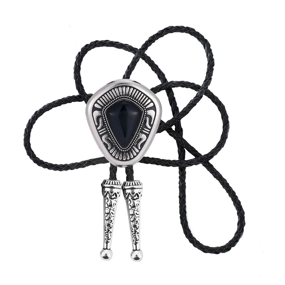 Stone Bolo Tie Native American Style Western Necklace