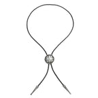 Vintage Brass Compass Star Bolo Tie Western Braided Leather Necklace