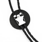 Vintage Brass Compass Star Bolo Tie Western Braided Leather Necklace