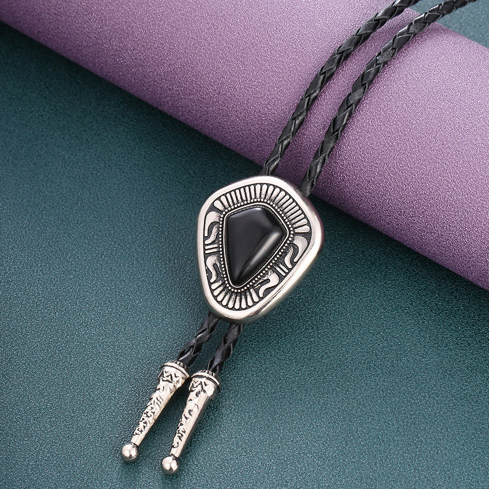 Stone Bolo Tie Native American Style Western Necklace