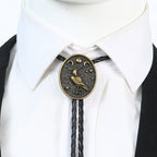Celestial Bird Bolo Tie Western Boho Moon and Stars Necklace