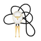 Silver and Gold Longhorn Bull Bolo Tie Western Cowboy Statement Necklace