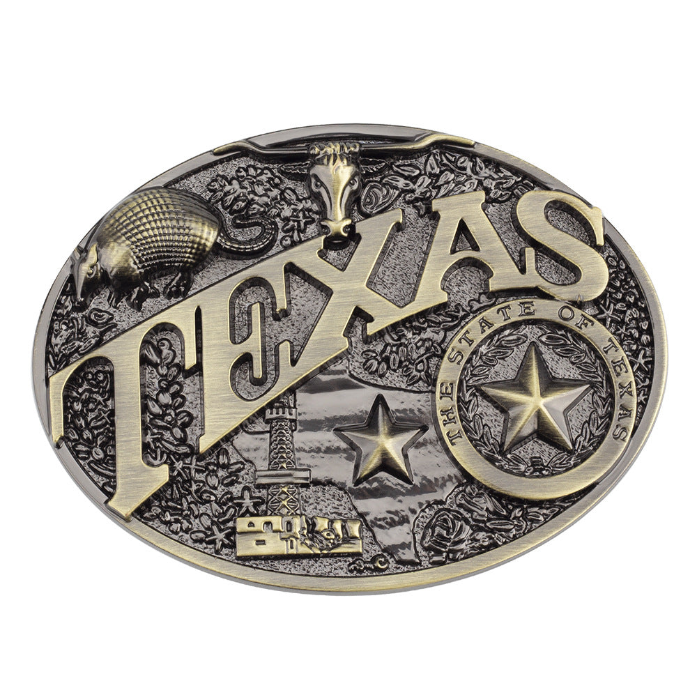 TEXAS Longhorn Pangolin Brown Western Belt Buckle
