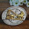 White & Gold Cowboy Rodeo Belt Buckle