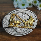 White & Gold Cowboy Rodeo Belt Buckle