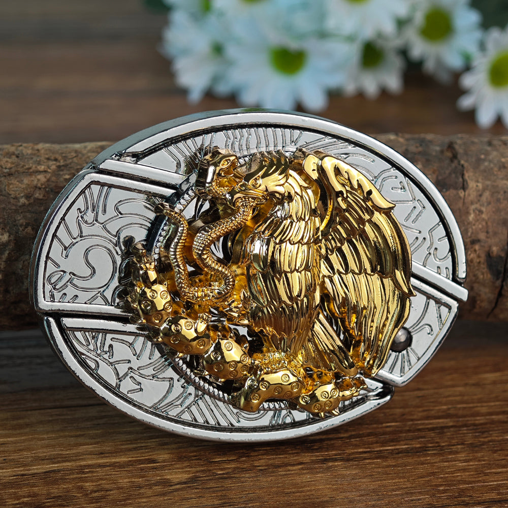 White & Gold Cowboy Rodeo Belt Buckle