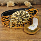 Western Leather Belt Peanut Necklace and Sunflower Ring Set