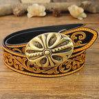 Western Leather Belt Peanut Necklace and Sunflower Ring Set