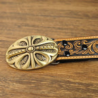Western Leather Belt Peanut Necklace and Sunflower Ring Set