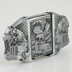 Eagle Trucker Belt Buckle with Lighter American Flag Bald