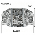 Eagle Trucker Belt Buckle with Lighter American Flag Bald