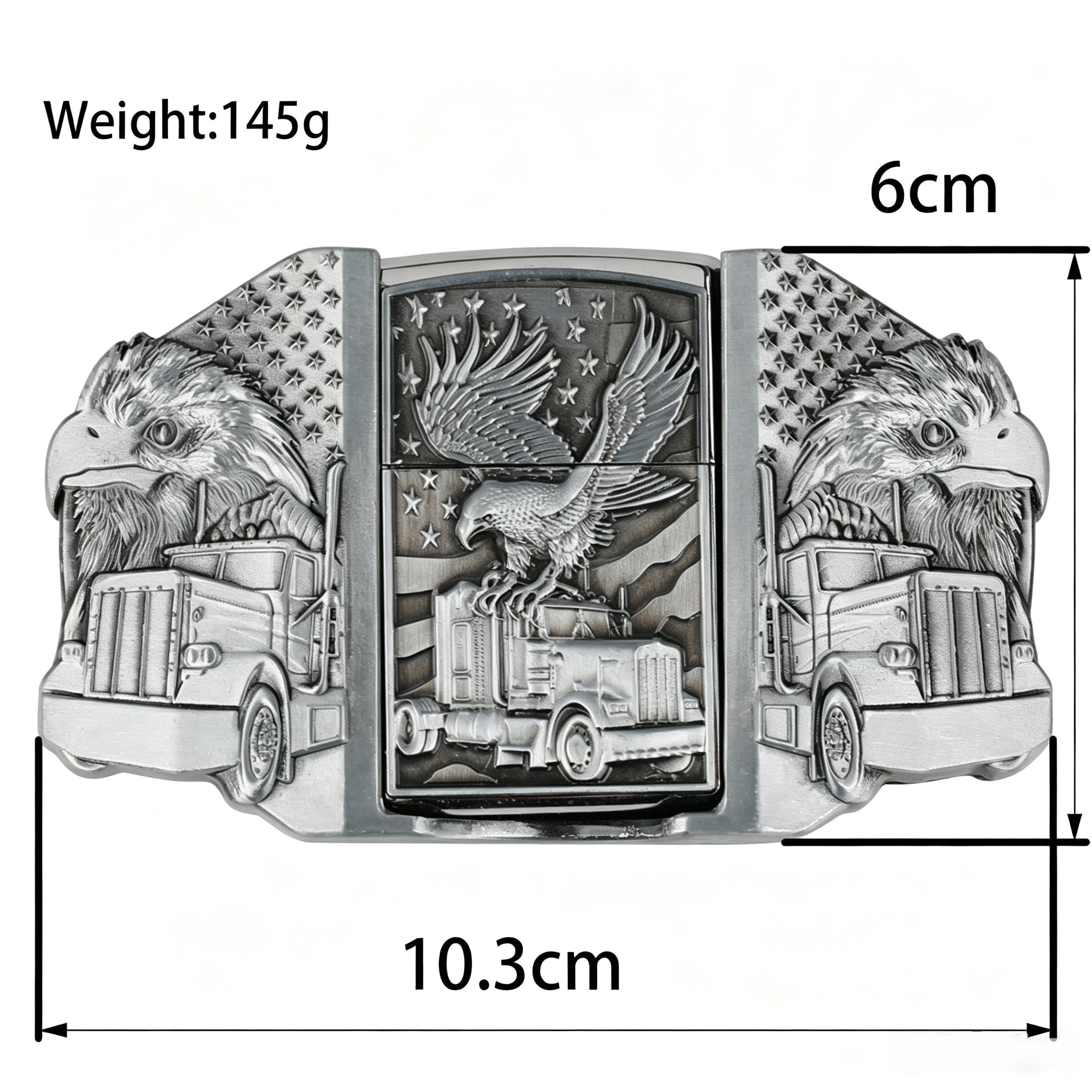 Eagle Trucker Belt Buckle with Lighter American Flag Bald