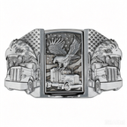 Eagle Trucker Belt Buckle with Lighter American Flag Bald