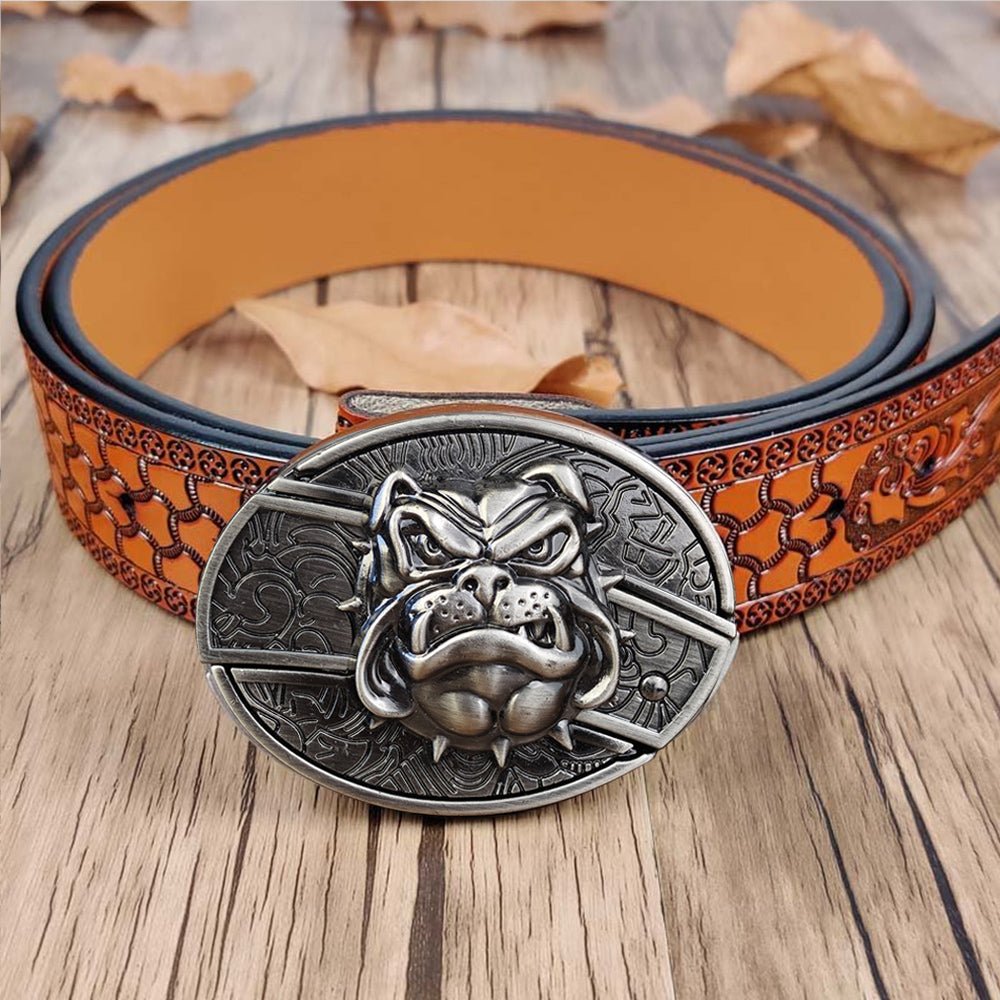 Embossed Country Utility Belt with Cool Oval Belt Buckle