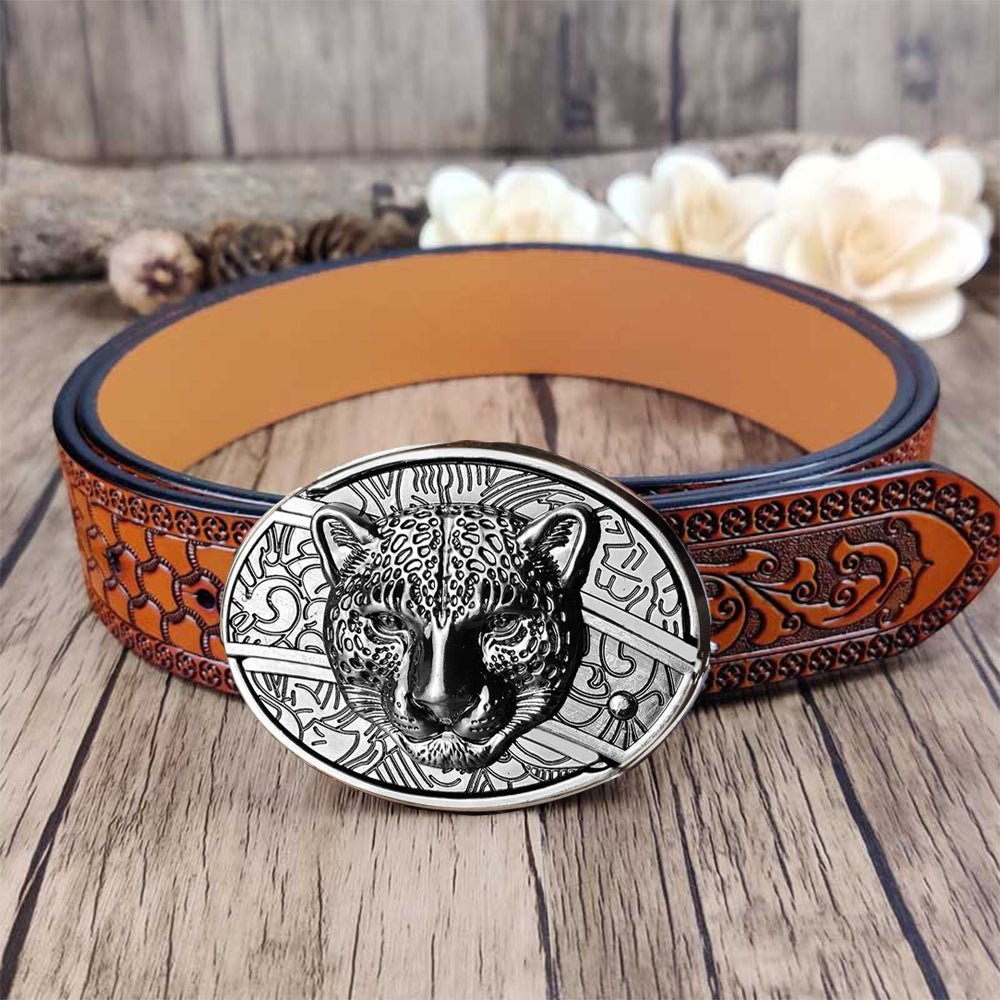 Embossed Country Utility Belt with Cool Oval Belt Buckle
