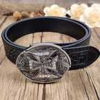 Utility Black Belt with Cool Oval Belt Buckle