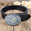 Embossed Country Utility Black Belt with Initial Buckle