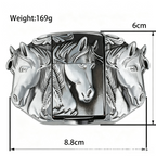 Triple Horse Belt Buckle with Lighter Western Wild Mustang