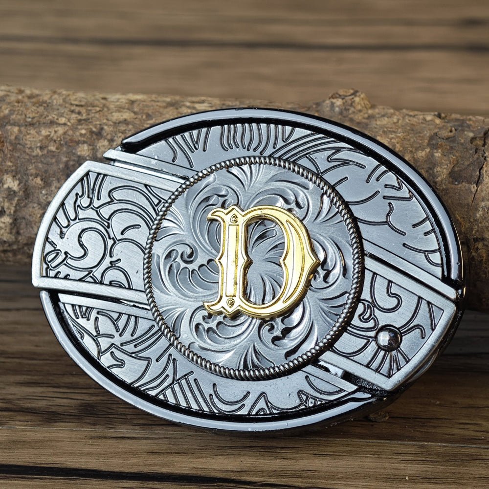 Metal Oval Cowboys Initial A To Z Belt Buckle