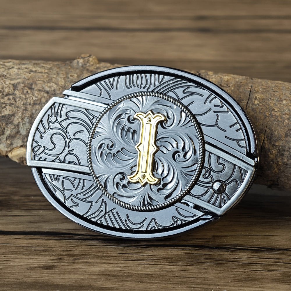 Metal Oval Cowboys Initial A To Z Belt Buckle